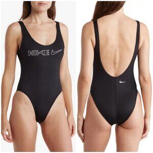 💕NIKE💕 U-Back One-Piece Swimsuit ~ Jet Black Large L NWT